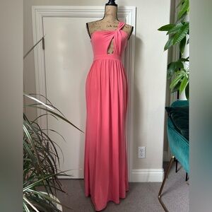 ASOS Coral One-Shoulder Cutout Maxi Dress